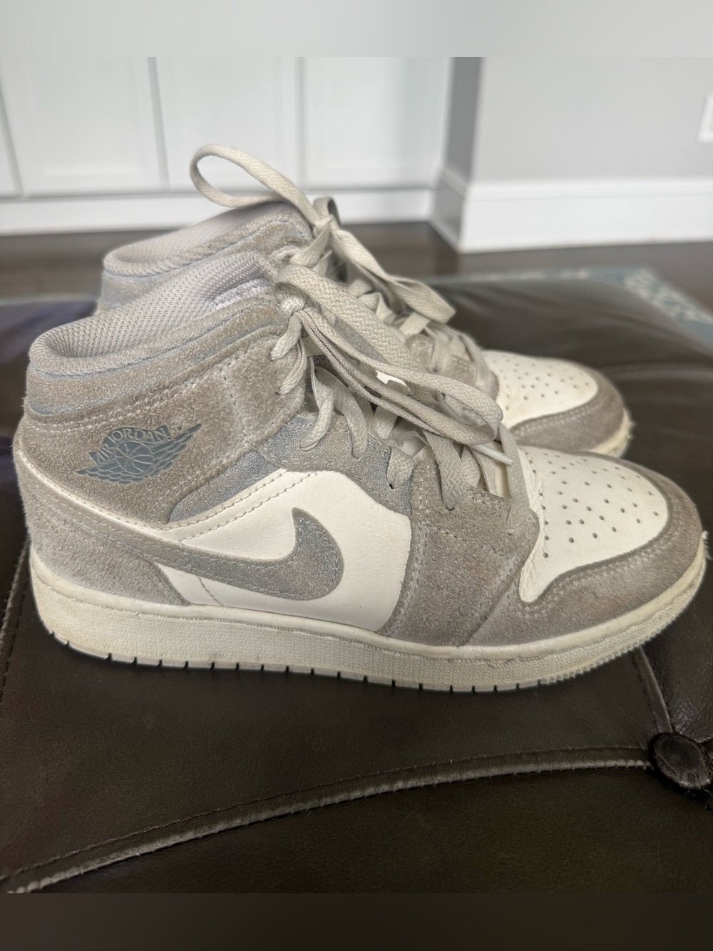 Jordan Kids' Sneakers in Light Gray and White